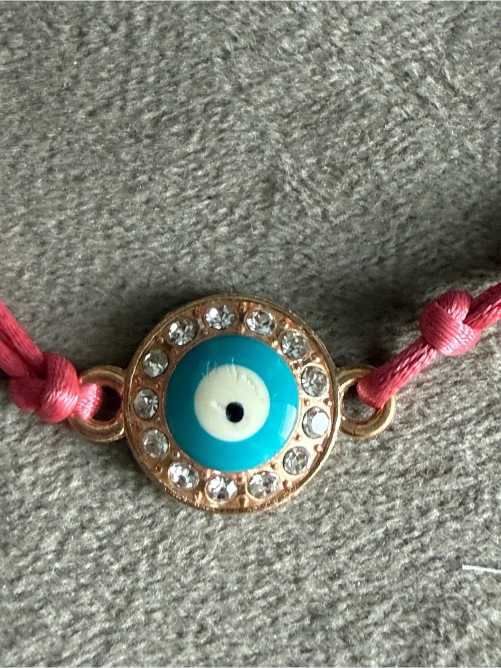 Pink Cord Bracelet with Blue Evil Eye Accent